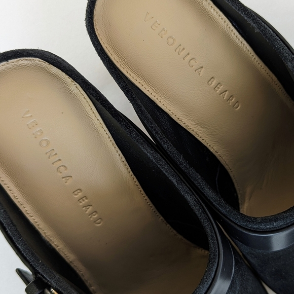 Veronica Beard Dacey Clog Suede Studded Trim Stacked Heel Black 9.5 NWOB - Picture 10 of 14